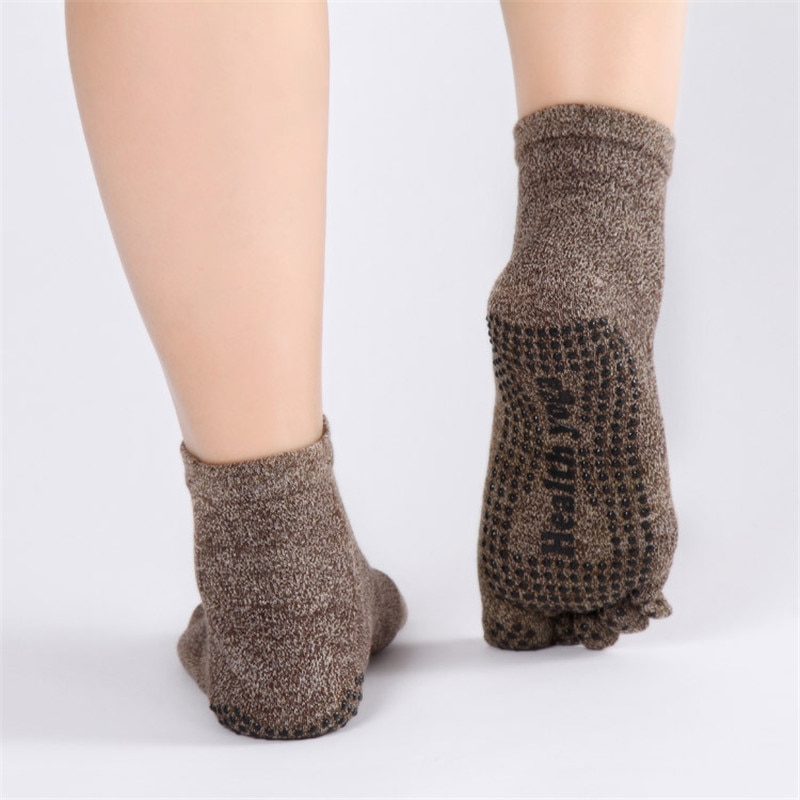 Anti-Slip Grip Men's Yoga Toe Socks 2 Pairs Set