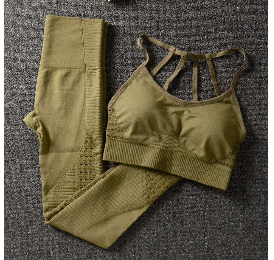 Women's Solid Color Sports Bra and Leggings Set