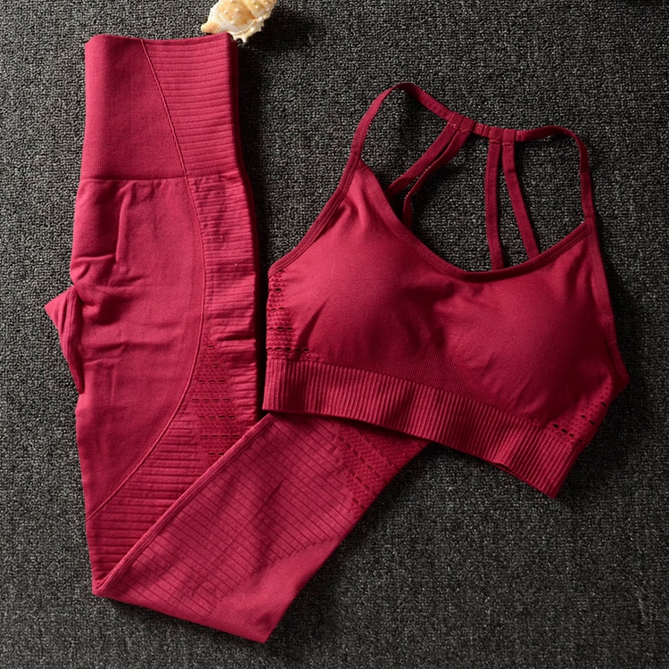 Women's Solid Color Sports Bra and Leggings Set
