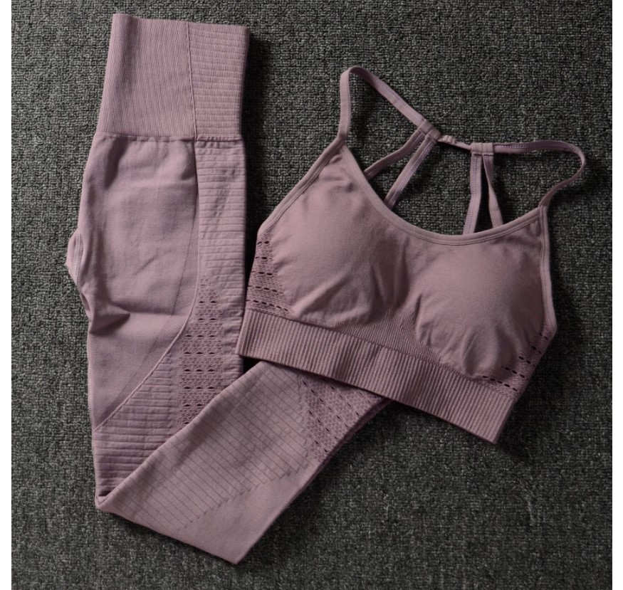 Women's Solid Color Sports Bra and Leggings Set