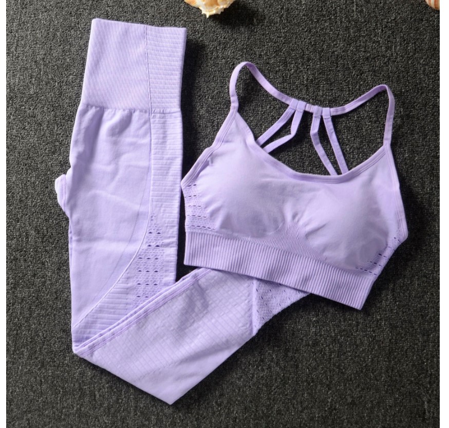 Women's Solid Color Sports Bra and Leggings Set