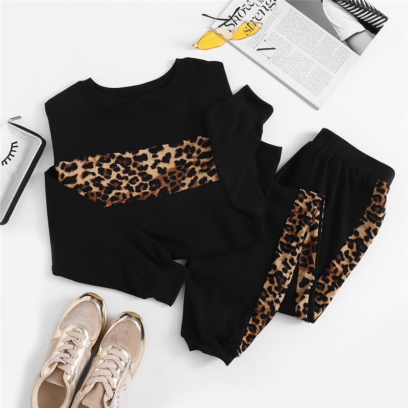Women's Leopard Printed Sportswear Set 2 pcs