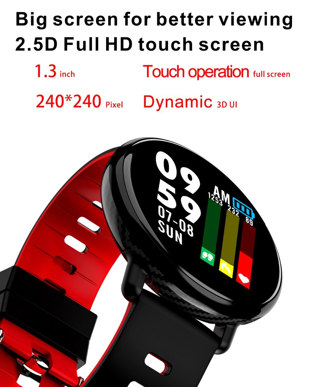 Waterproof IPS Screen Multifunctional Fitness Watch