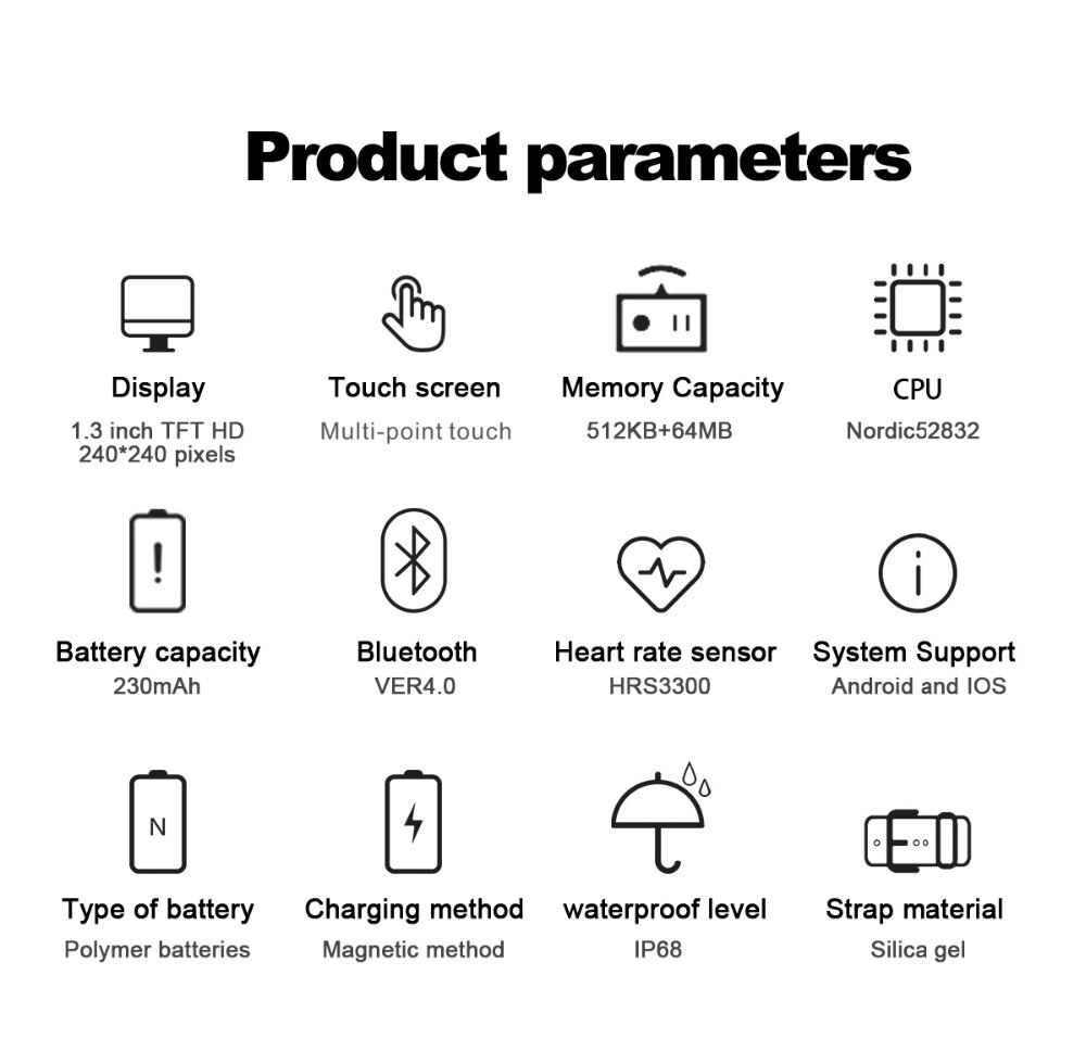 Waterproof IPS Screen Multifunctional Fitness Watch