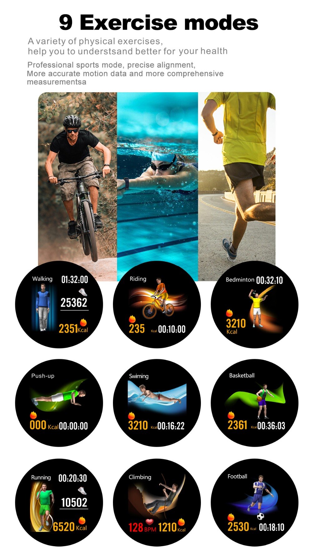 Waterproof IPS Screen Multifunctional Fitness Watch