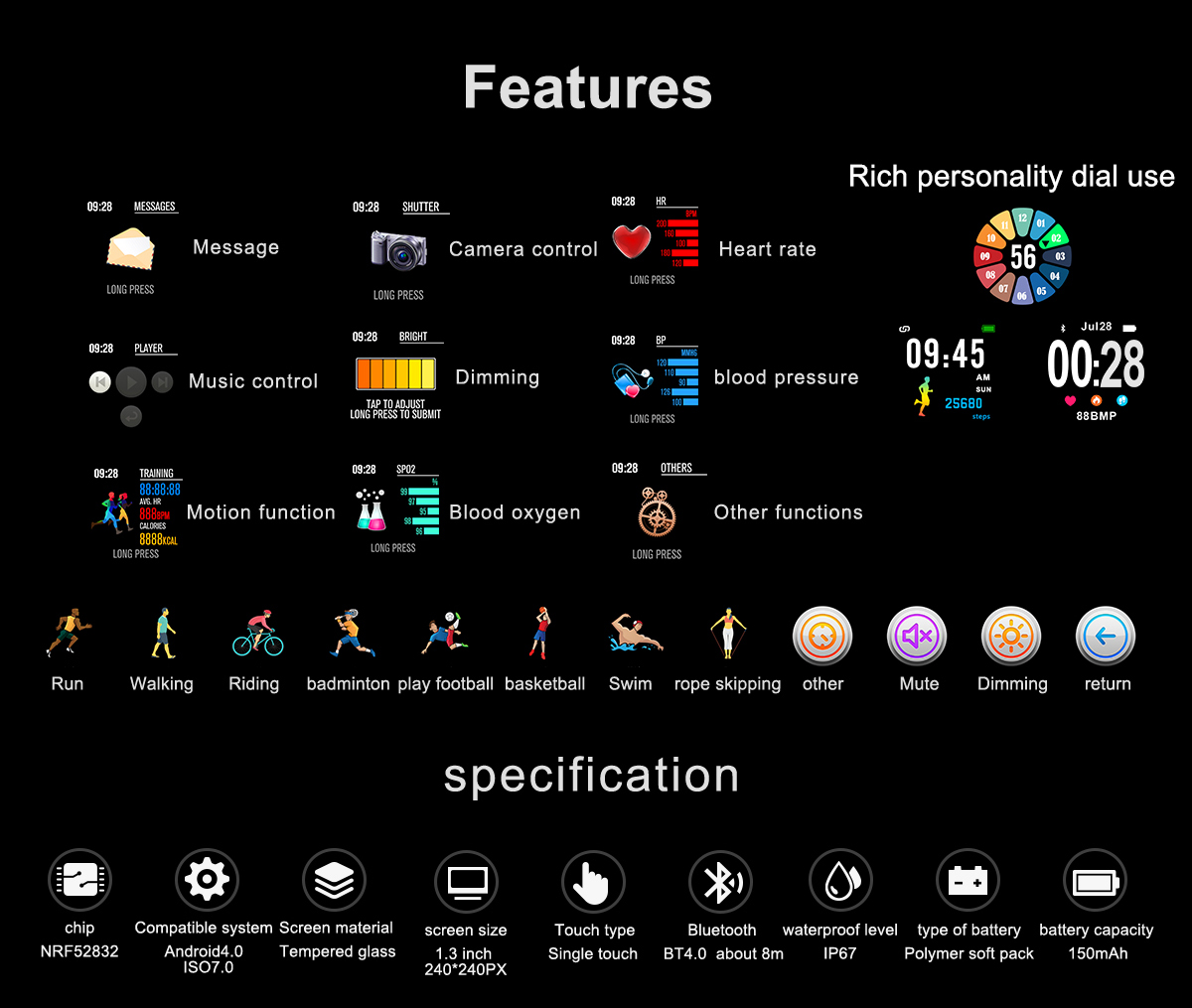 Waterproof Fitness Smart Watch