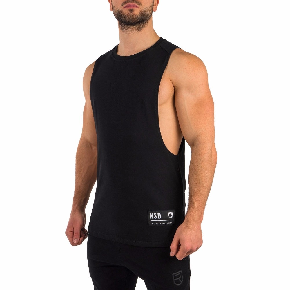 Deep Cut Cotton Sports Mens Tank Top