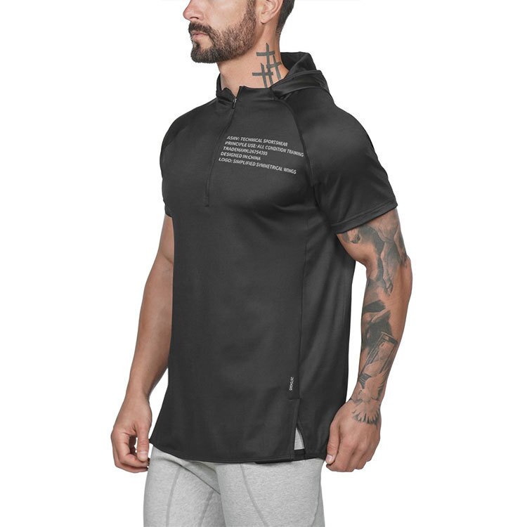 Short Sleeved Gym Workout Hoodie for Men