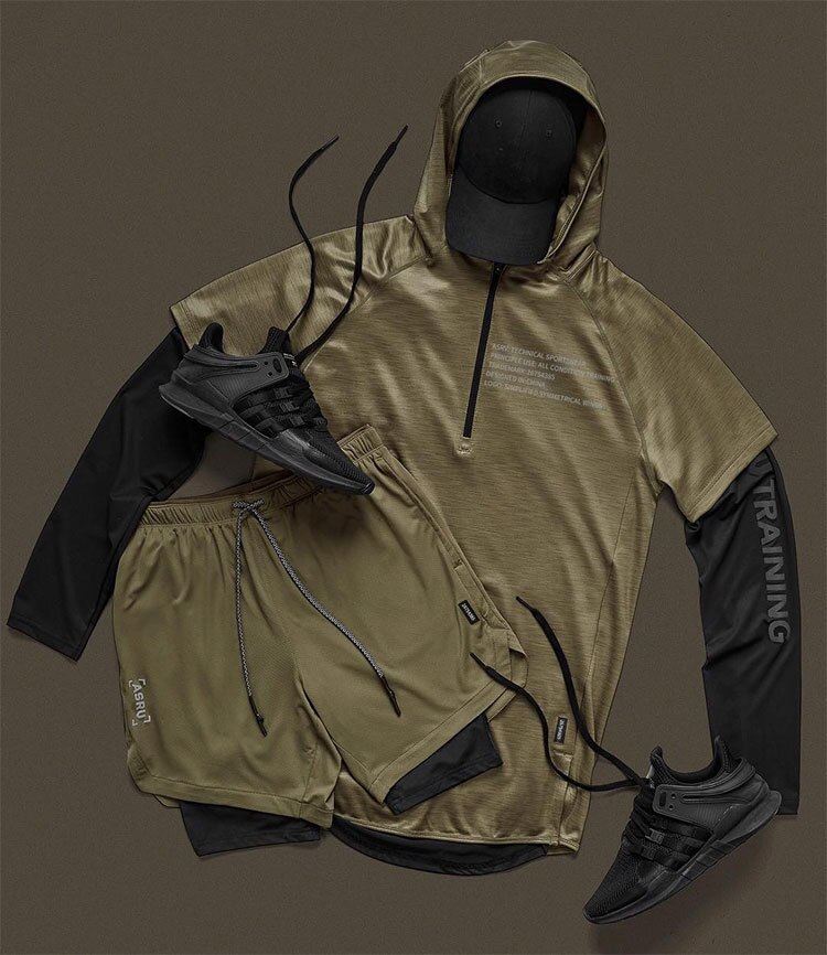 Short Sleeved Gym Workout Hoodie for Men