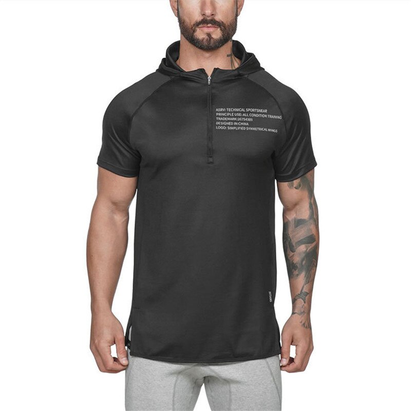 Short Sleeved Gym Workout Hoodie for Men