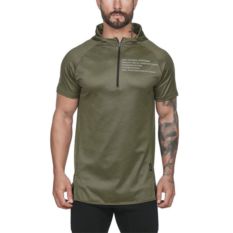 Short Sleeved Gym Workout Hoodie for Men