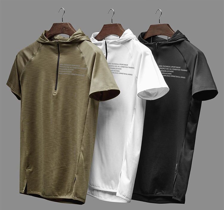 Short Sleeved Gym Workout Hoodie for Men