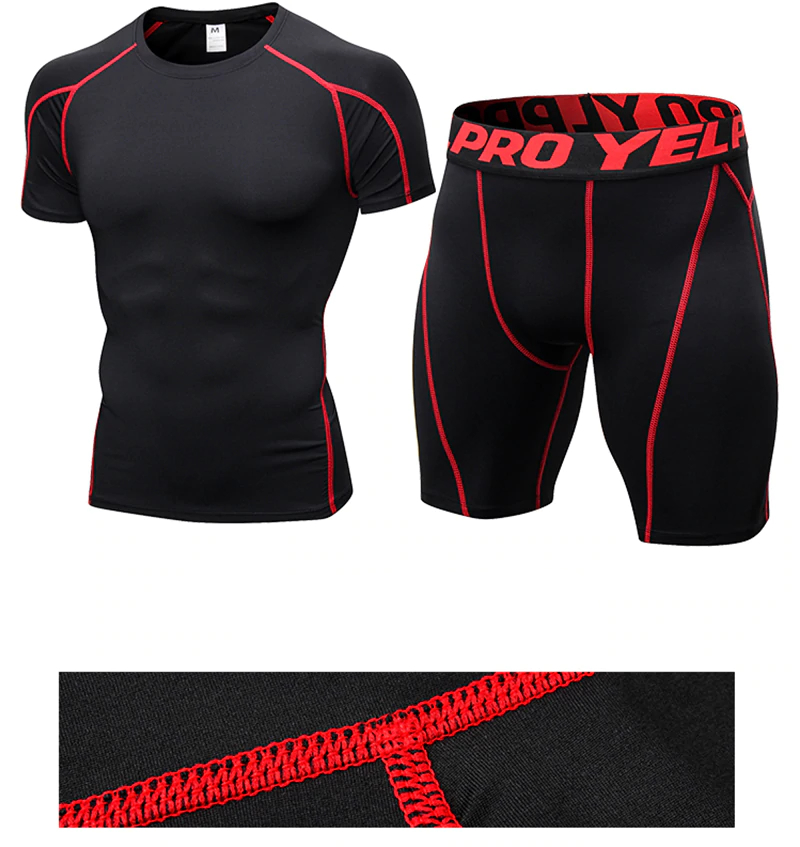 Men's Gym Elastic T-Shirt and Shorts Set