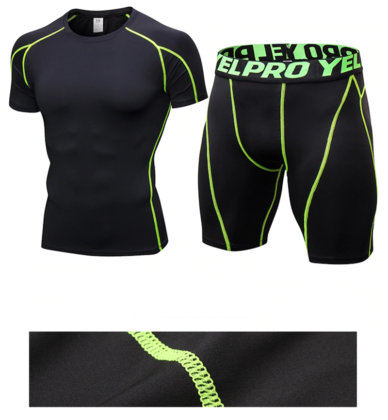 Men's Gym Elastic T-Shirt and Shorts Set