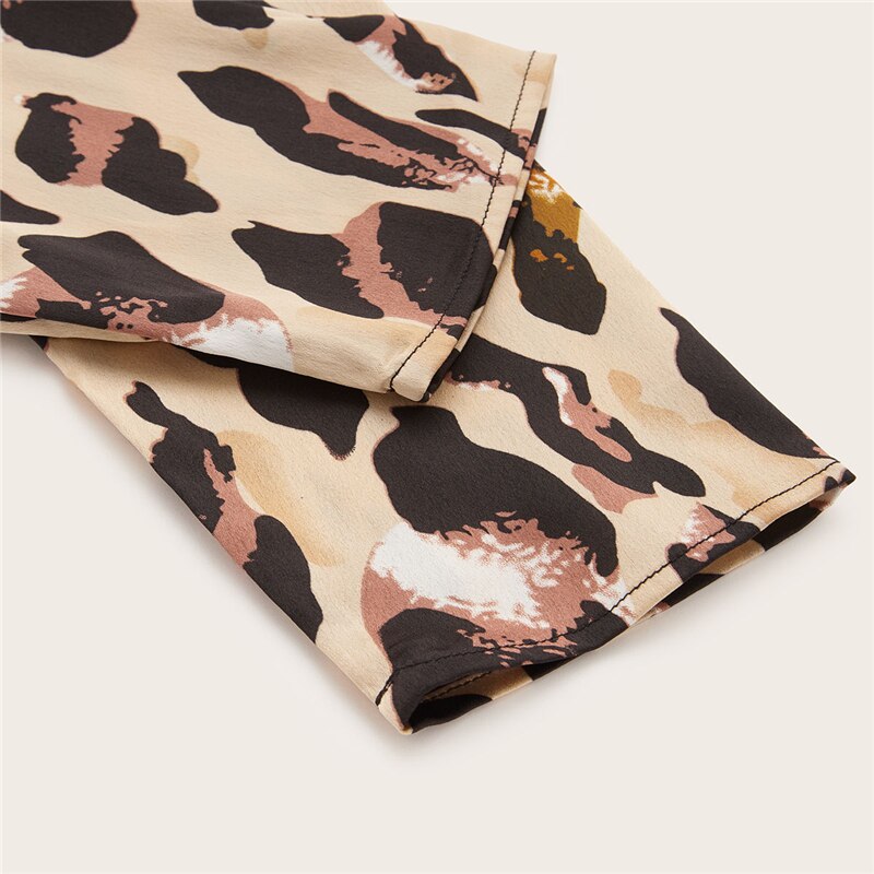 Women's Leopard Print Wrap Design Dress