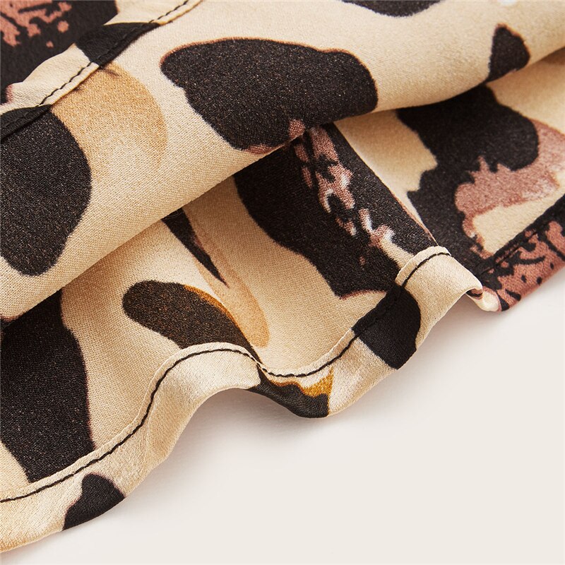 Women's Leopard Print Wrap Design Dress