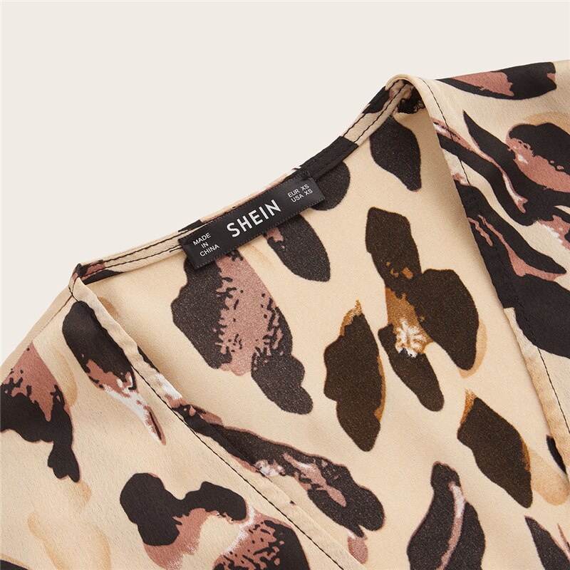 Women's Leopard Print Wrap Design Dress