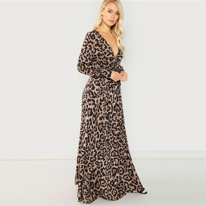 Women's Leopard Print Sexy Style Maxi Dresses
