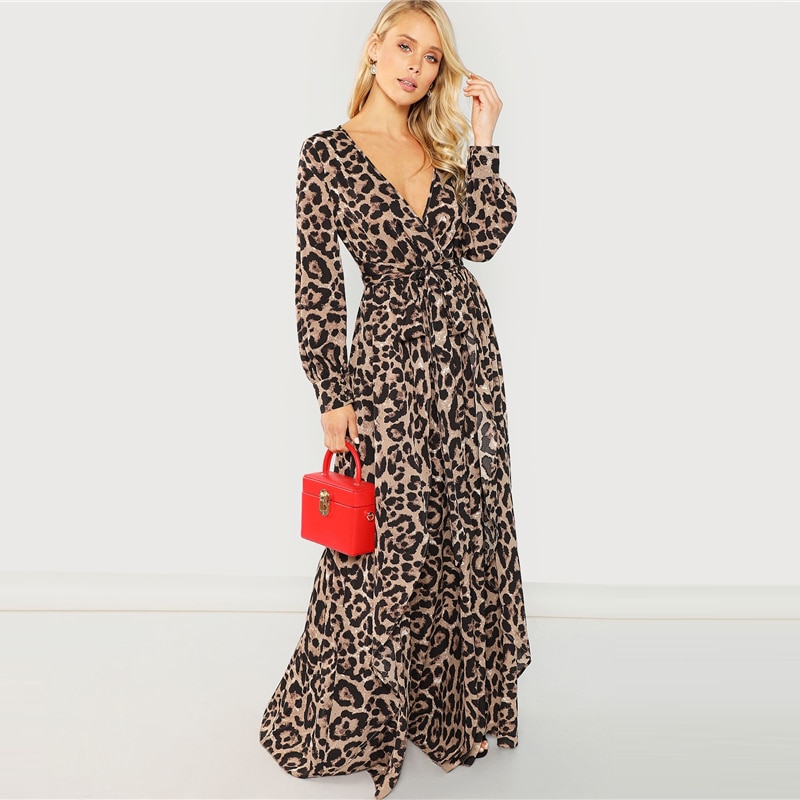 Women's Leopard Print Sexy Style Maxi Dresses