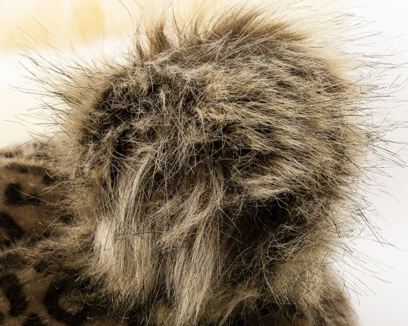 Women's Leopard Patterned Baseball Cap with fur Pom Pon